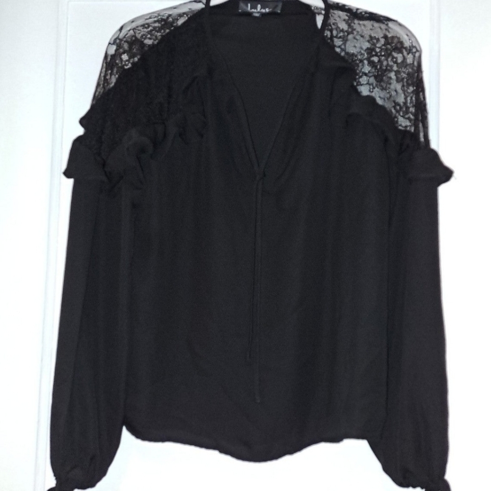 Lulus Black Long Sleeve Top